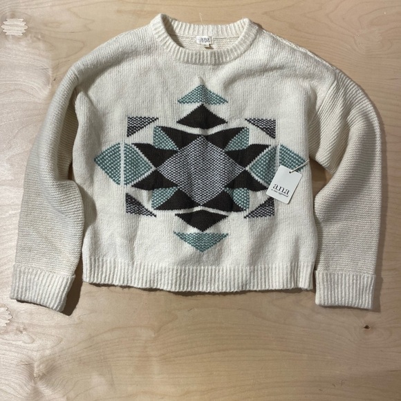 a.n.a Cream and Black Geometric Sweater Large (OX) - Picture 6 of 10